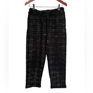 Eva Franco Black Metallic Tweed Joggers Luxe Comfy Pants Size Small